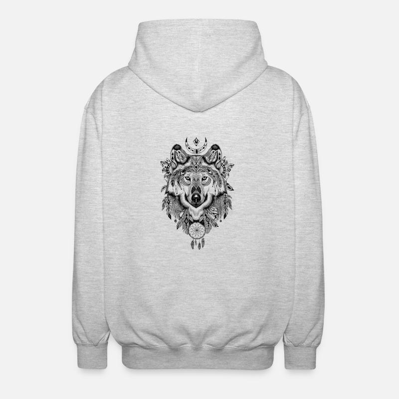 Wolfssymbol - Unisex Kapuzenjacke - Hellgrau meliert
