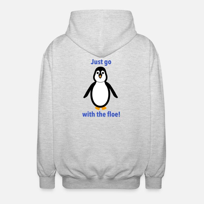 Pingouin -« Va juste avec la banquise! » - Veste à capuche unisexe - gris clair chiné