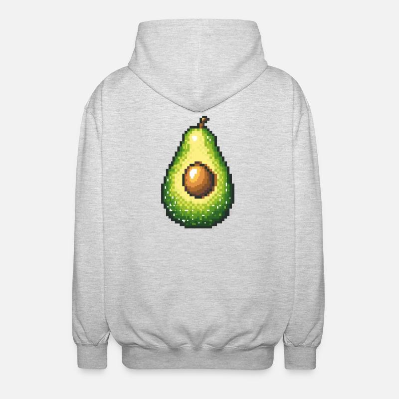 Pixel avocat rétro fruit image - Veste à capuche unisexe - gris clair chiné