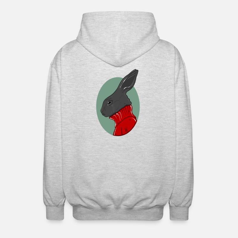 Hase mit rotem Pullover - Unisex Kapuzenjacke - Hellgrau meliert