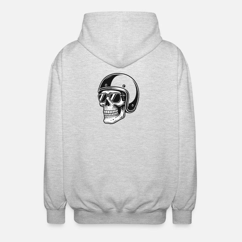 Skelettbiker mit Helmbild - Unisex Kapuzenjacke - Hellgrau meliert