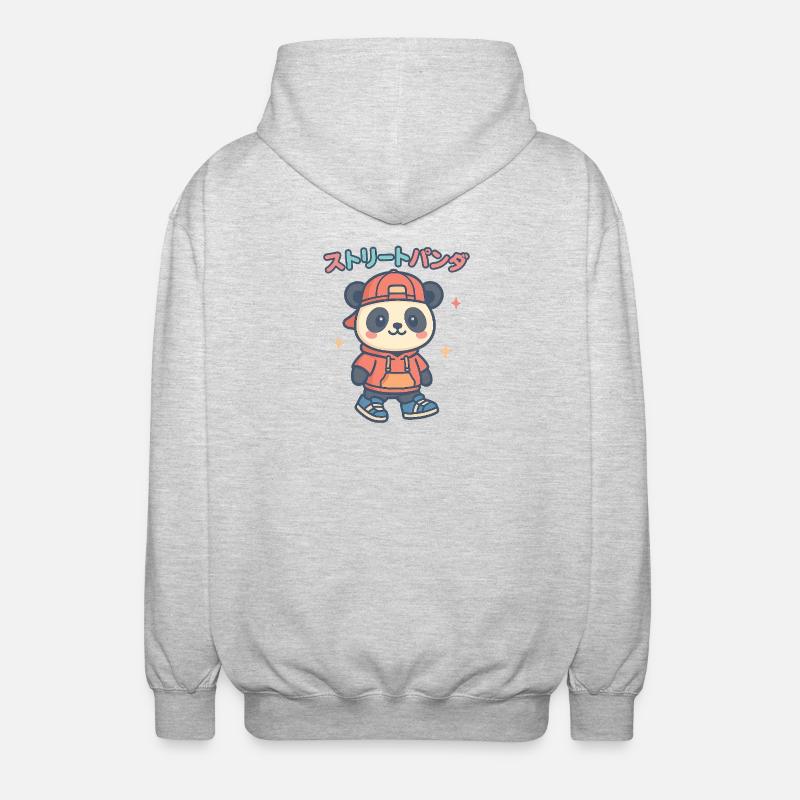 Street Panda Pullover Sweat à capuche - Veste à capuche unisexe - gris clair chiné