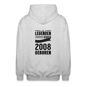 2008 - Unisex Kapuzenjacke - Hellgrau meliert - Hinten - AI Model Male 185 light (185cm)