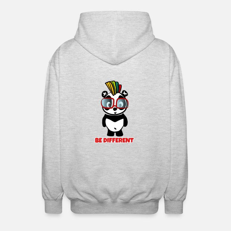 Be Different - Crazy Pandabear - Unisex Kapuzenjacke - Hellgrau meliert