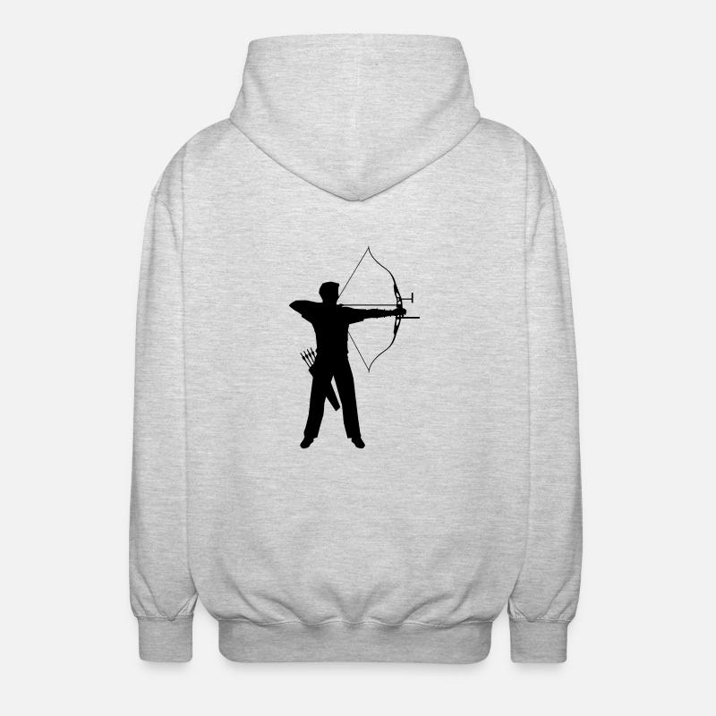 Bogenschießen-Bogen und Pfeile - Unisex Kapuzenjacke - Hellgrau meliert