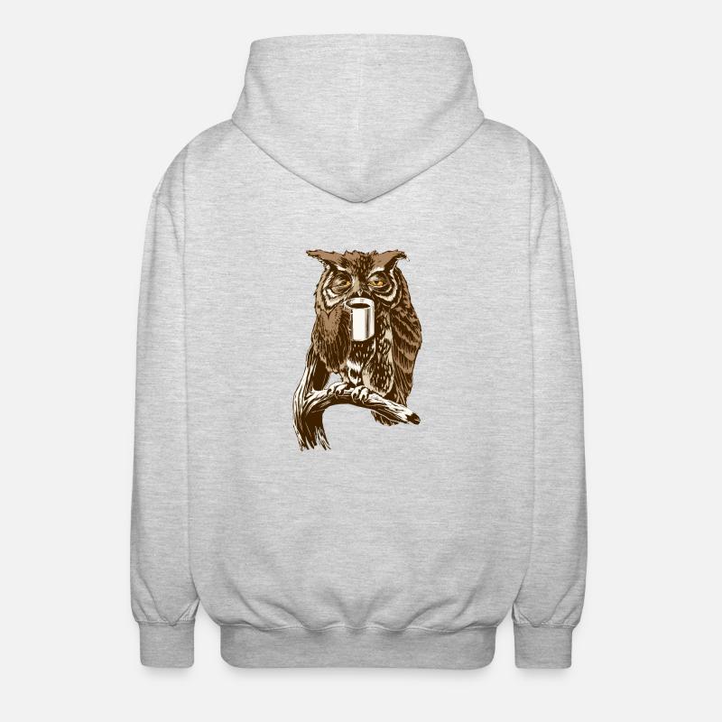Kaffee-Eule braun - Unisex Kapuzenjacke - Hellgrau meliert
