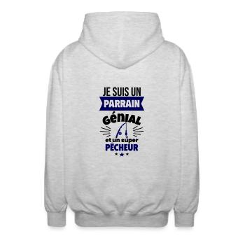Parrain génial et super pêcheur Pêche Pêcheur - Veste à capuche unisexe - gris clair chiné - Dos - AI Model Male 185 light (185cm)