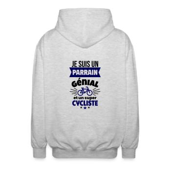 Parrain génial et super cycliste Vélo Cyclisme - Veste à capuche unisexe - gris clair chiné - Dos - AI Model Male 185 light (185cm)