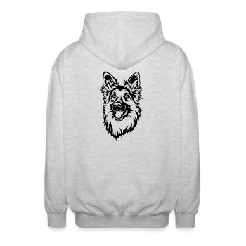 German Shepherd - Unisex Hooded Jacket - light heather grey - Back - AI Model Male 185 light (185cm)