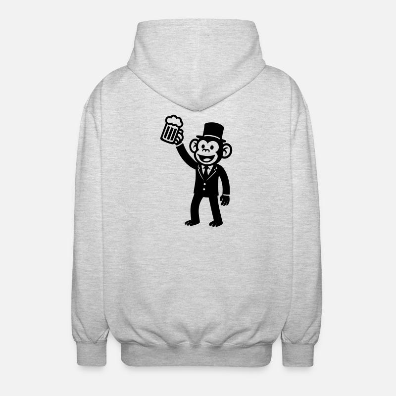 Affe Bachelor Party Bier - Unisex Kapuzenjacke - Hellgrau meliert