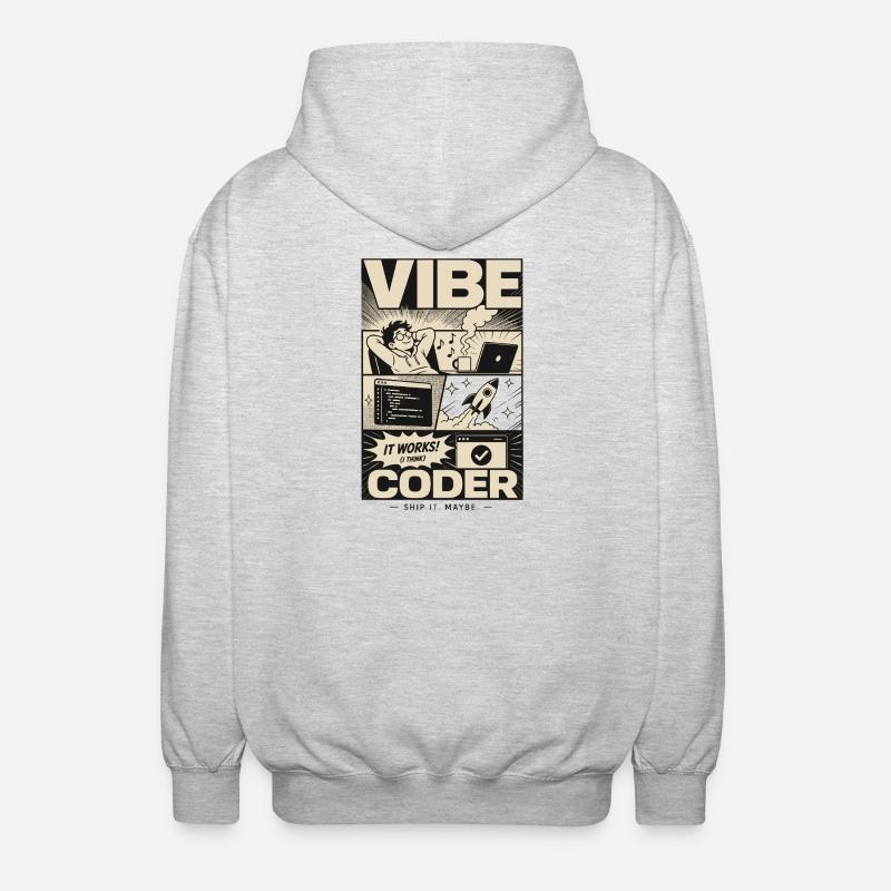 Vibe Coder Programmer Humor - Unisex Hooded Jacket - light heather grey