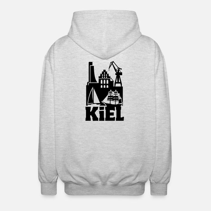 Monument de la silhouette de Kiel - Veste à capuche unisexe - gris clair chiné