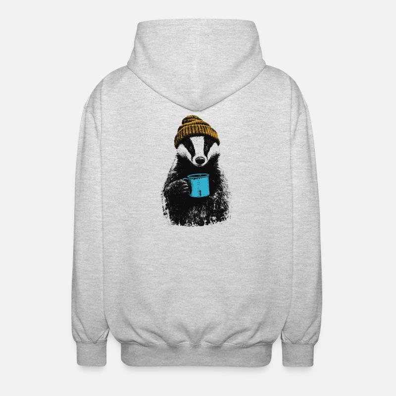 Kaffee Dachs - Unisex Kapuzenjacke - Hellgrau meliert