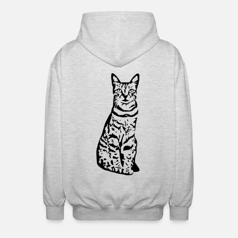 Chat chat noir chaton - Veste à capuche unisexe - gris clair chiné