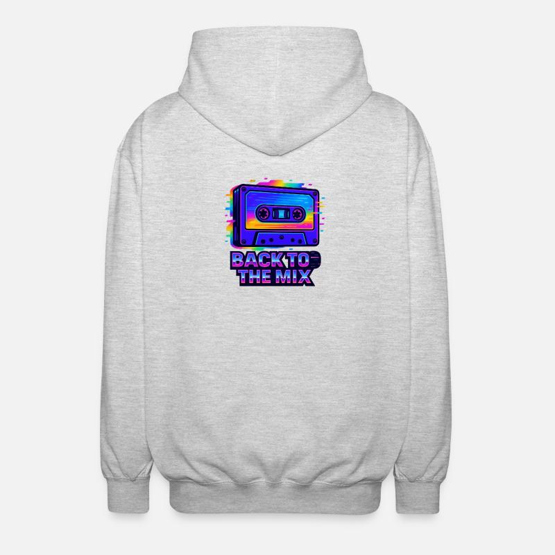 Conception de cassettes rétro néon - Veste à capuche unisexe - gris clair chiné