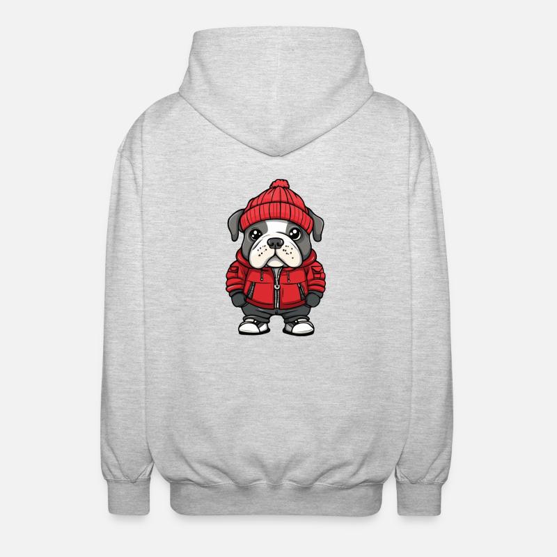 Bouledogue Chien Hiver - Veste à capuche unisexe - gris clair chiné