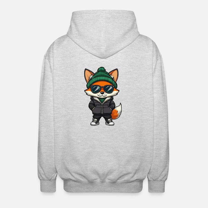 Fuchs Winter Comic - Unisex Kapuzenjacke - Hellgrau meliert