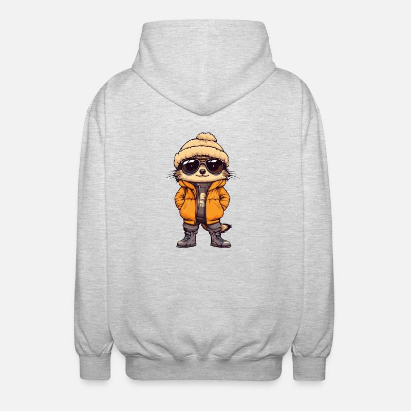 Erdmännchen Winter Comic - Unisex Kapuzenjacke - Hellgrau meliert