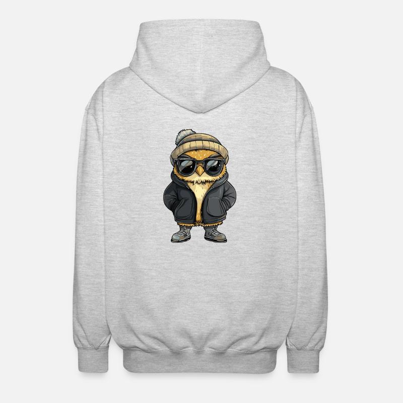 Hibou Bande dessinée cool - Veste à capuche unisexe - gris clair chiné