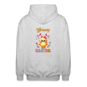 Groovy Easter - Unisex Kapuzenjacke - Hellgrau meliert - Hinten - AI Model Male 185 light (185cm)