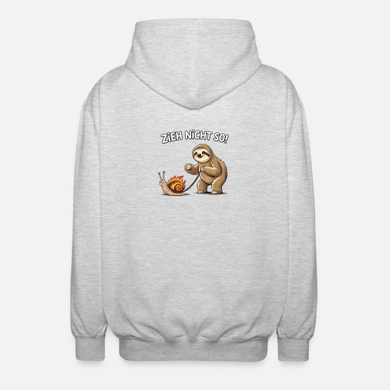 Lazy buddy pulls snail - Unisex Hooded Jacket - light heather grey