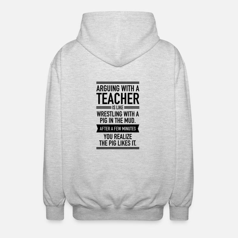 Arguin With A Teacher - Unisex Hooded Jacket - light heather grey