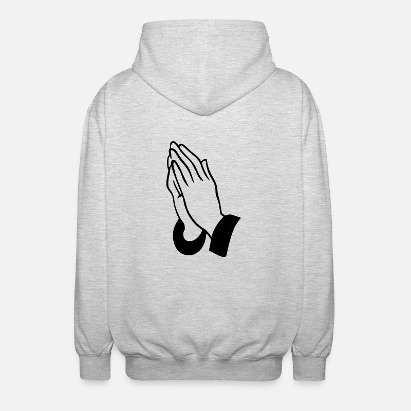 praying hands - Unisex Hooded Jacket - light heather grey