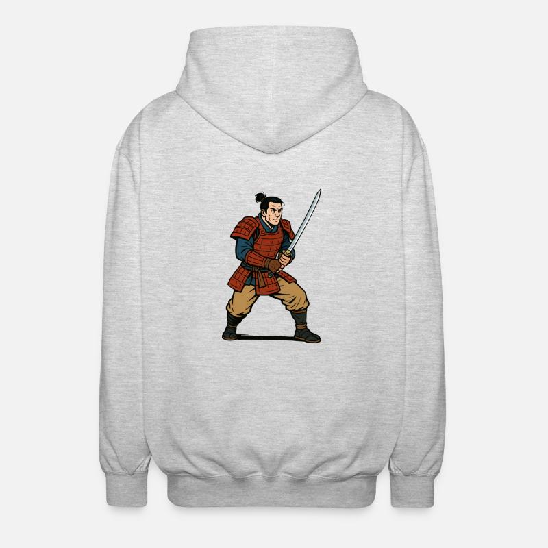 japan krieger samurai - Unisex Kapuzenjacke - Hellgrau meliert