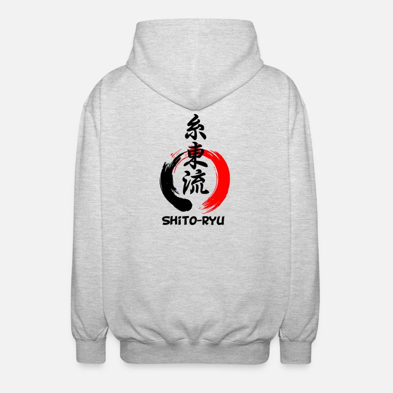 Enso zencirkel med Shito ryu karateemblem i Yes - Luvjacka unisex - ljusgråmelerad