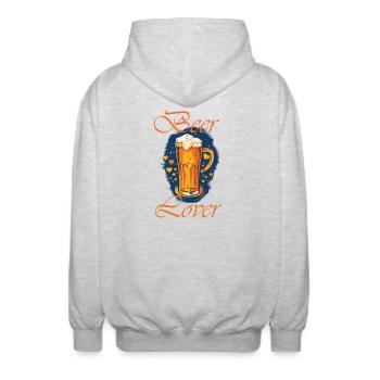 Amateur de bière - Veste à capuche unisexe - gris clair chiné - Dos - AI Model Male 185 light (185cm)