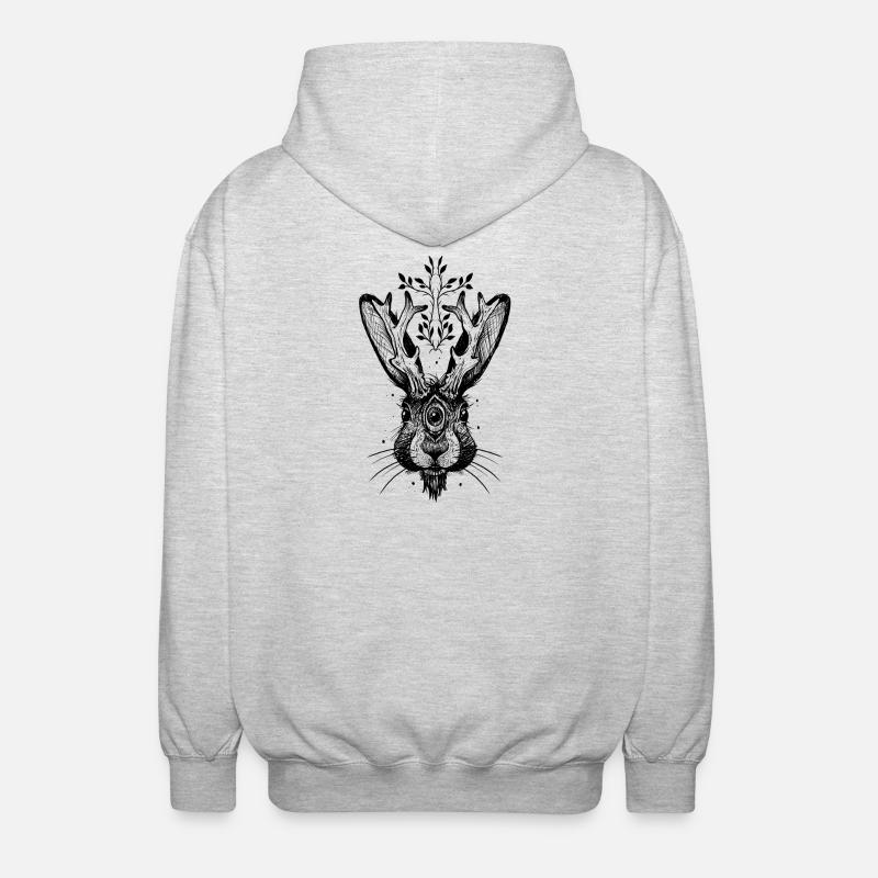 Der Rasselbock: Ein mystisches Symbol. - Unisex Kapuzenjacke - Hellgrau meliert