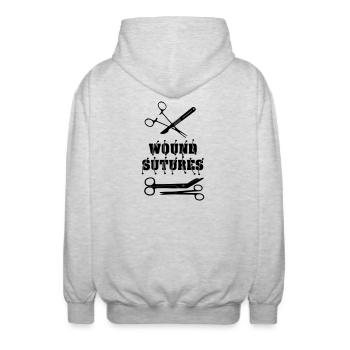 Wound Sutures - Unisex Hooded Jacket - light heather grey - Back - AI Model Male 185 light (185cm)