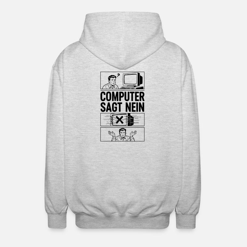 Computer sagt Nein Comic Design - Unisex Kapuzenjacke - Hellgrau meliert