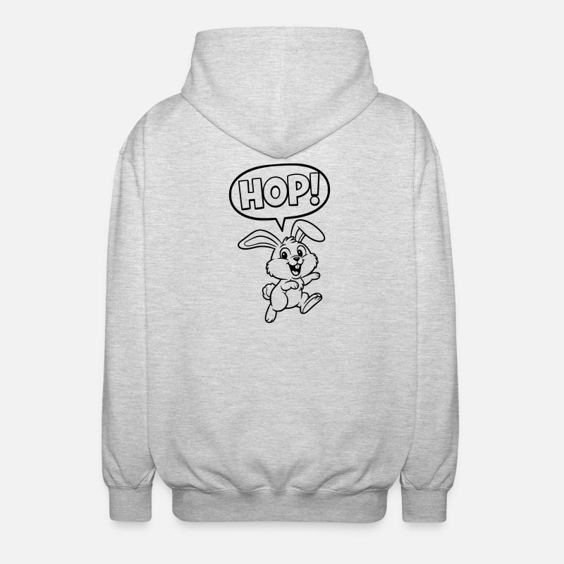 HOP! Bunny Jumping Outline Comic - Unisex Hooded Jacket - light heather grey