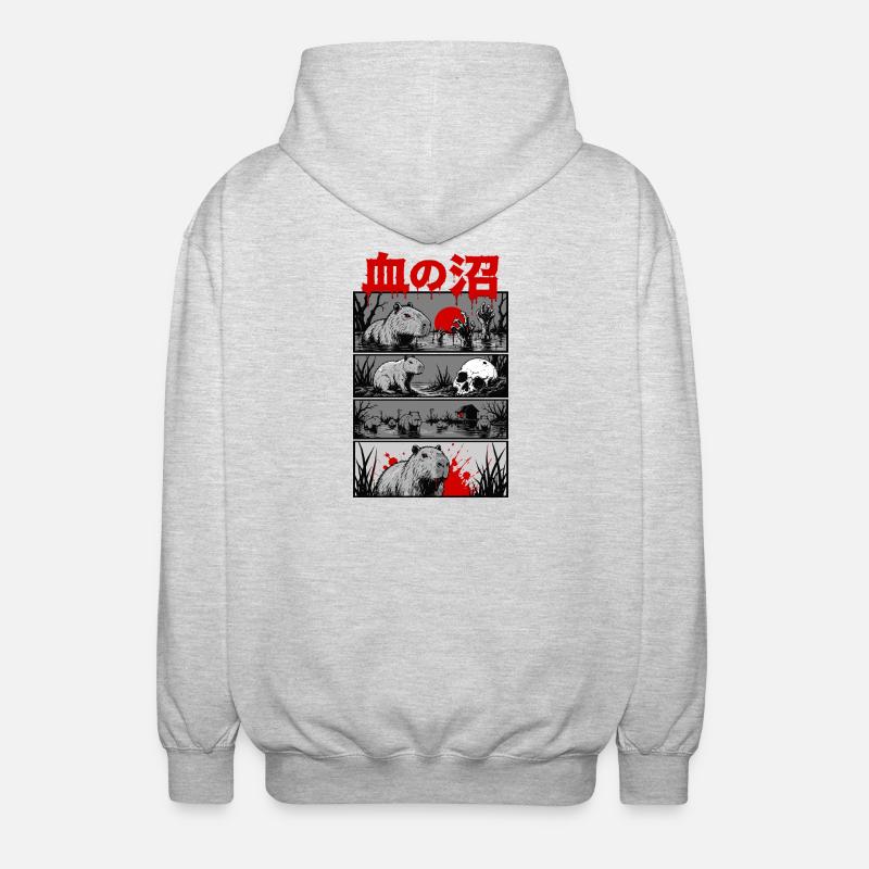 Horror Capybara Japan Style - Unisex Kapuzenjacke - Hellgrau meliert