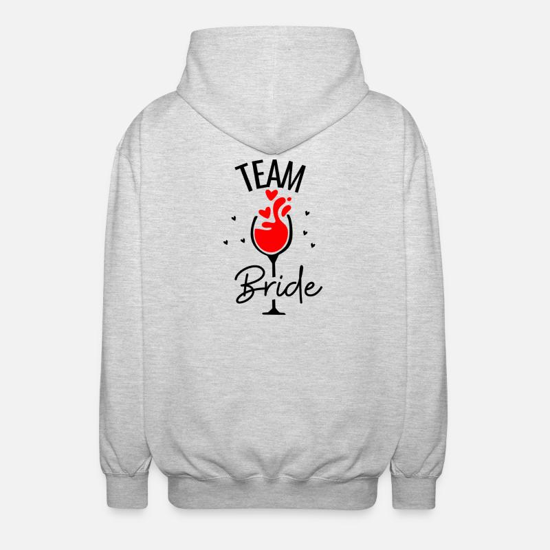 Team Bride Wine - Unisex Hooded Jacket - light heather grey