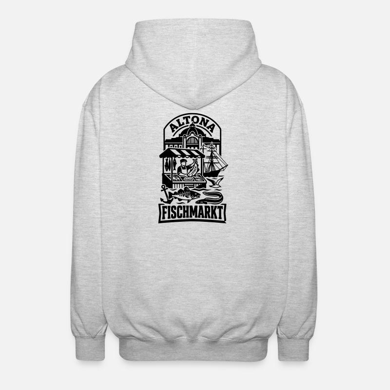 Fischmarkt Hamburg Altona - Unisex Kapuzenjacke - Hellgrau meliert