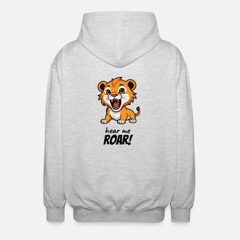 Brüllender Babylöwe - Unisex Kapuzenjacke - Hellgrau meliert