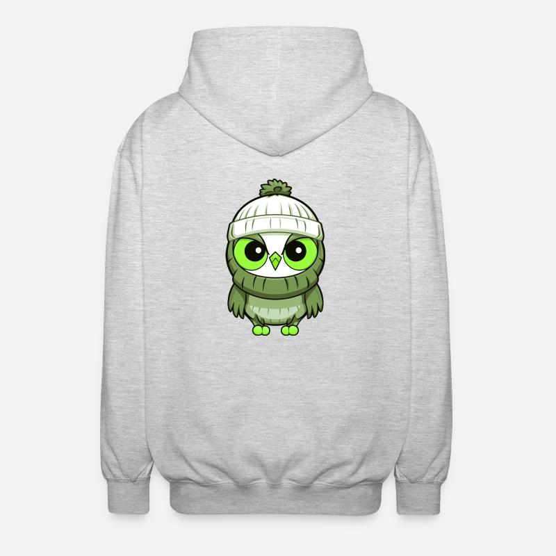 Eule Winter Comic - Unisex Kapuzenjacke - Hellgrau meliert