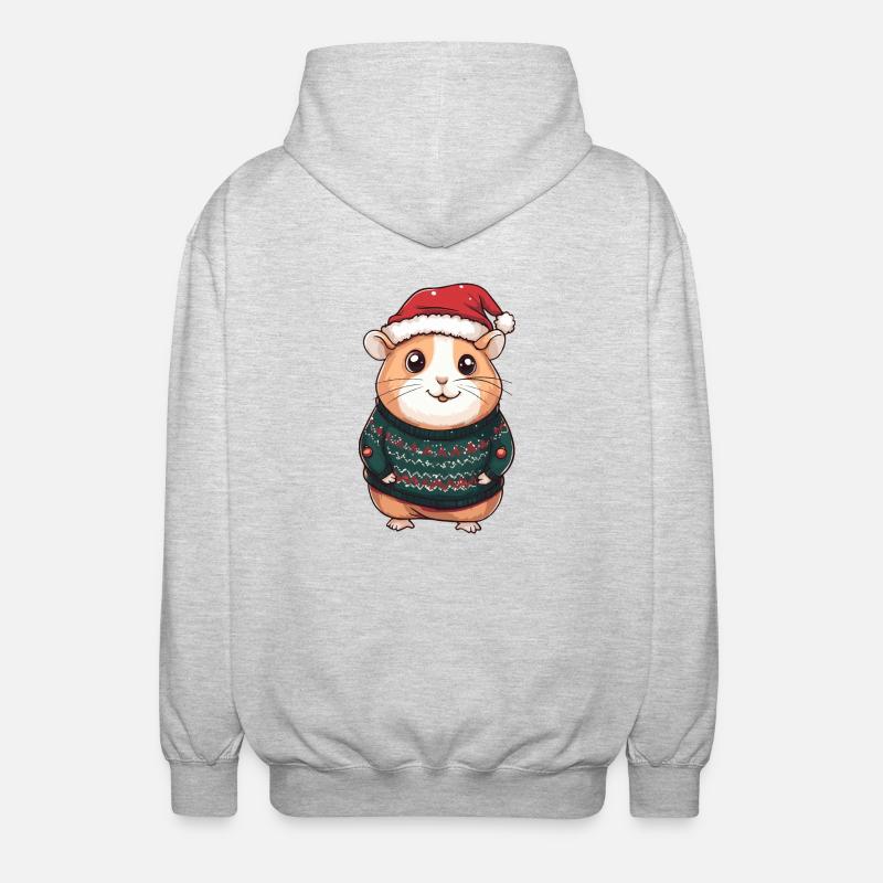 Hamster Weihnachten Comic - Unisex Kapuzenjacke - Hellgrau meliert
