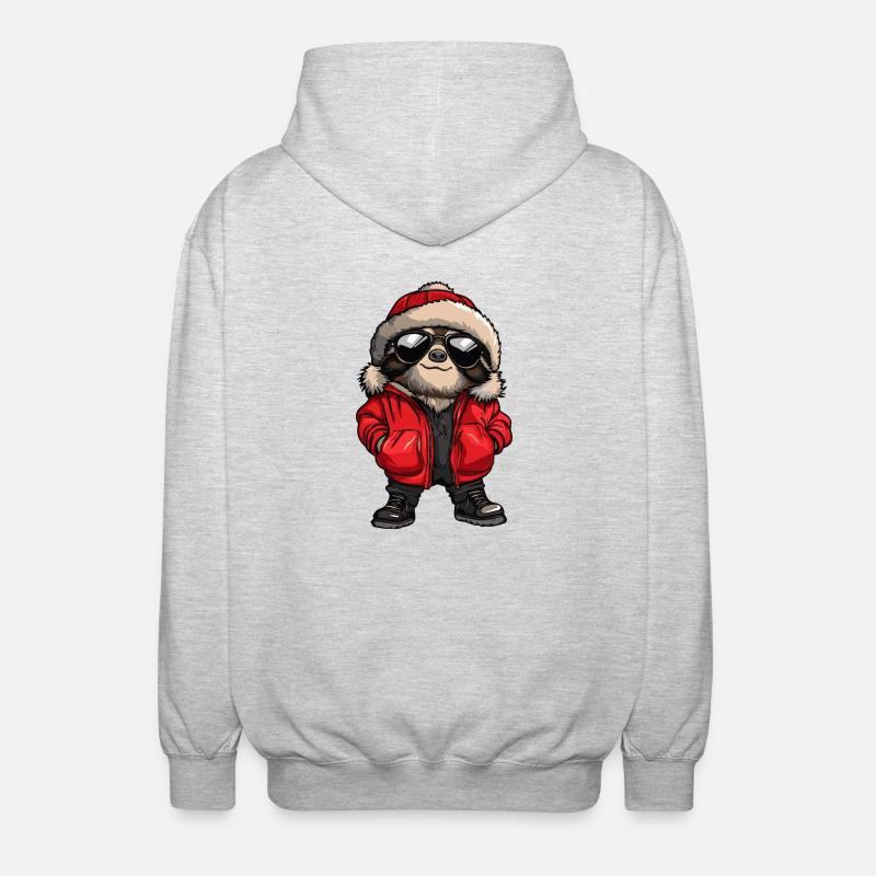 Faultier Winter - Unisex Kapuzenjacke - Hellgrau meliert