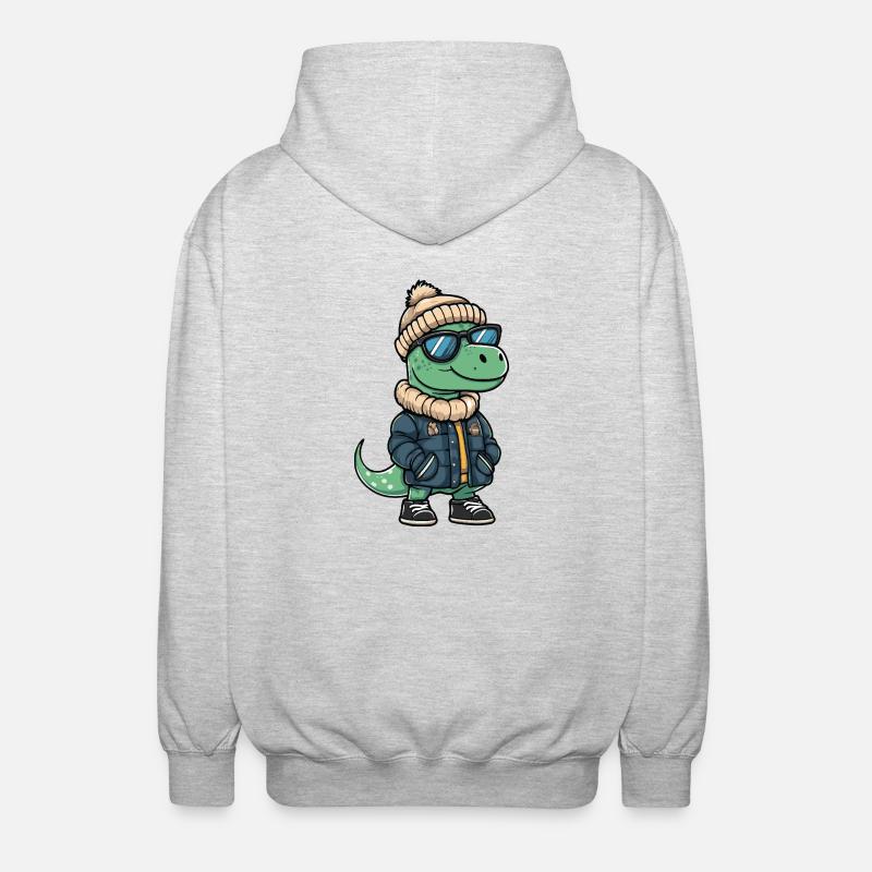Dinosaur brontosaurus Cool Comic - Unisex Hooded Jacket - light heather grey