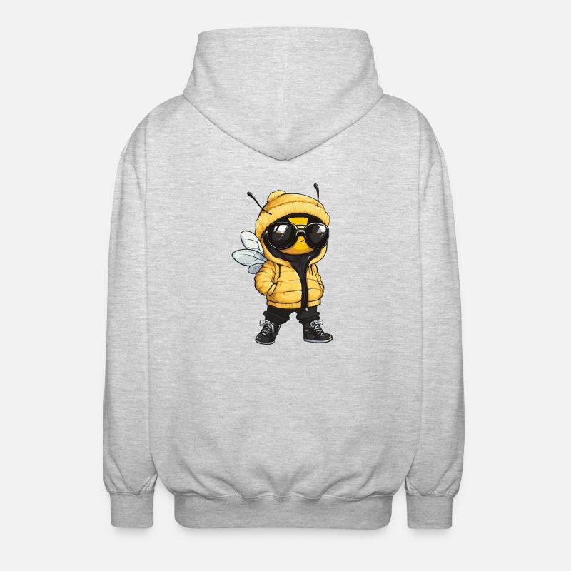 Biene Cool Honigbiene Comic - Unisex Kapuzenjacke - Hellgrau meliert