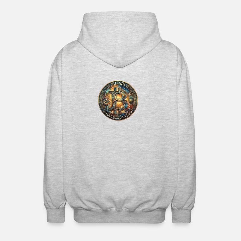 Ornamentiertes Bitcoin-Siegel - Unisex Kapuzenjacke - Hellgrau meliert