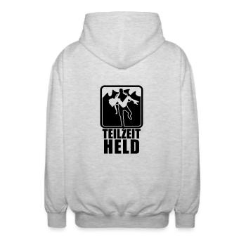 Part-time hero - Unisex Hooded Jacket - light heather grey - Back - AI Model Male 185 light (185cm)