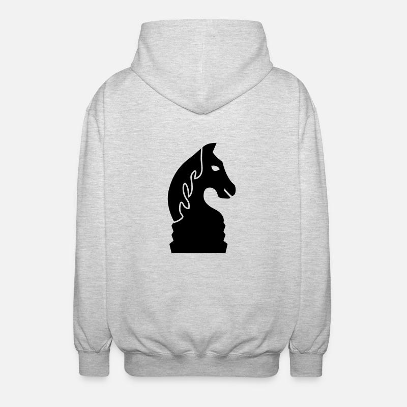 schach_pferd_1c - Unisex Hooded Jacket - light heather grey