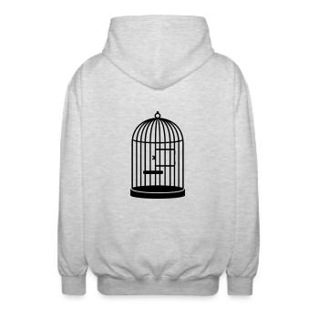 cage vide fermé / empty cage (closed, 1c) - Veste à capuche unisexe - gris clair chiné - Dos - AI Model Male 185 light (185cm)