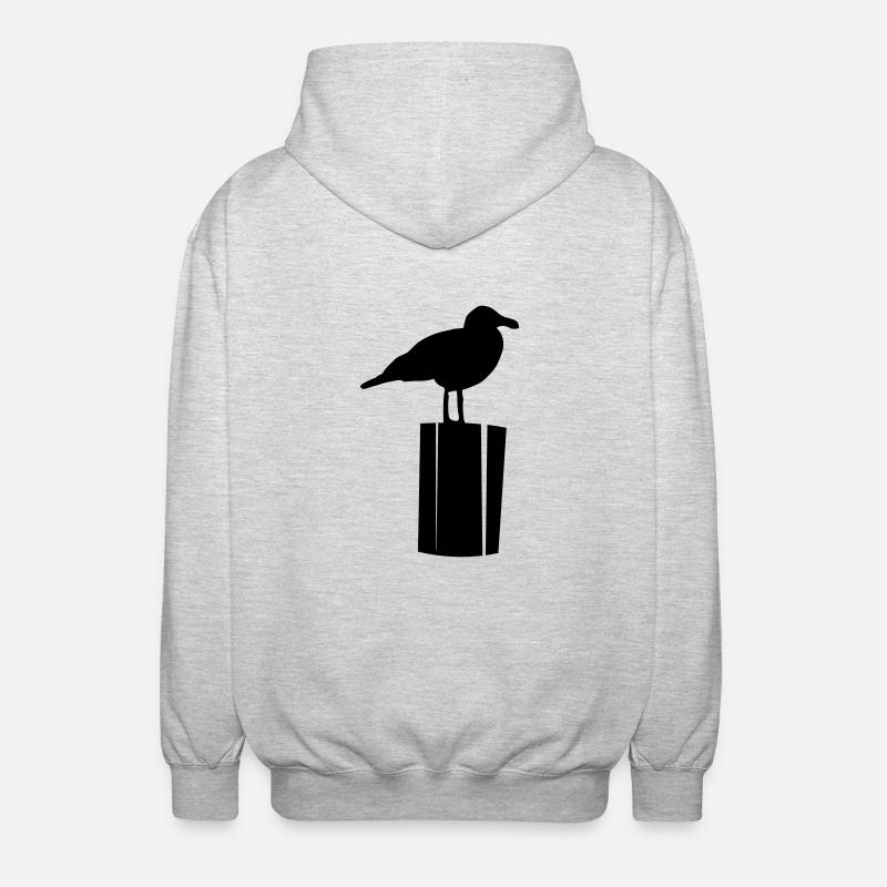 Möwe sitzend - Unisex Kapuzenjacke - Hellgrau meliert