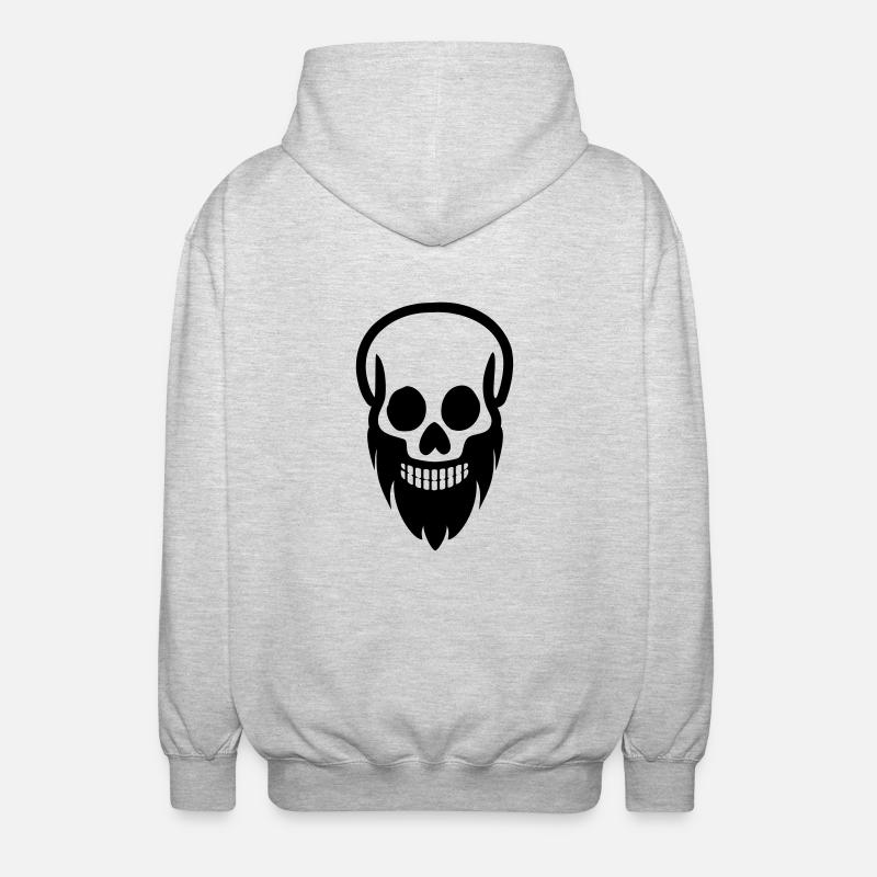 Schädel Bart - Unisex Kapuzenjacke - Hellgrau meliert