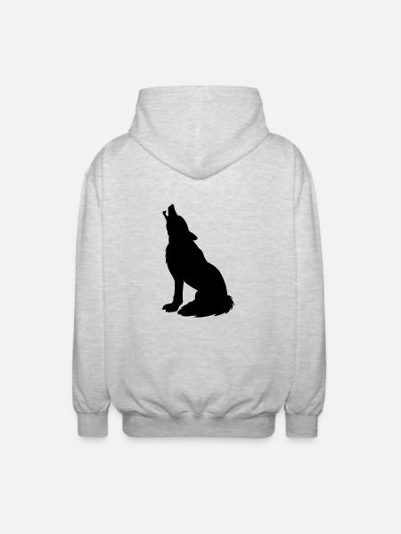 wolf_01 - Unisex Kapuzenjacke - Hellgrau meliert